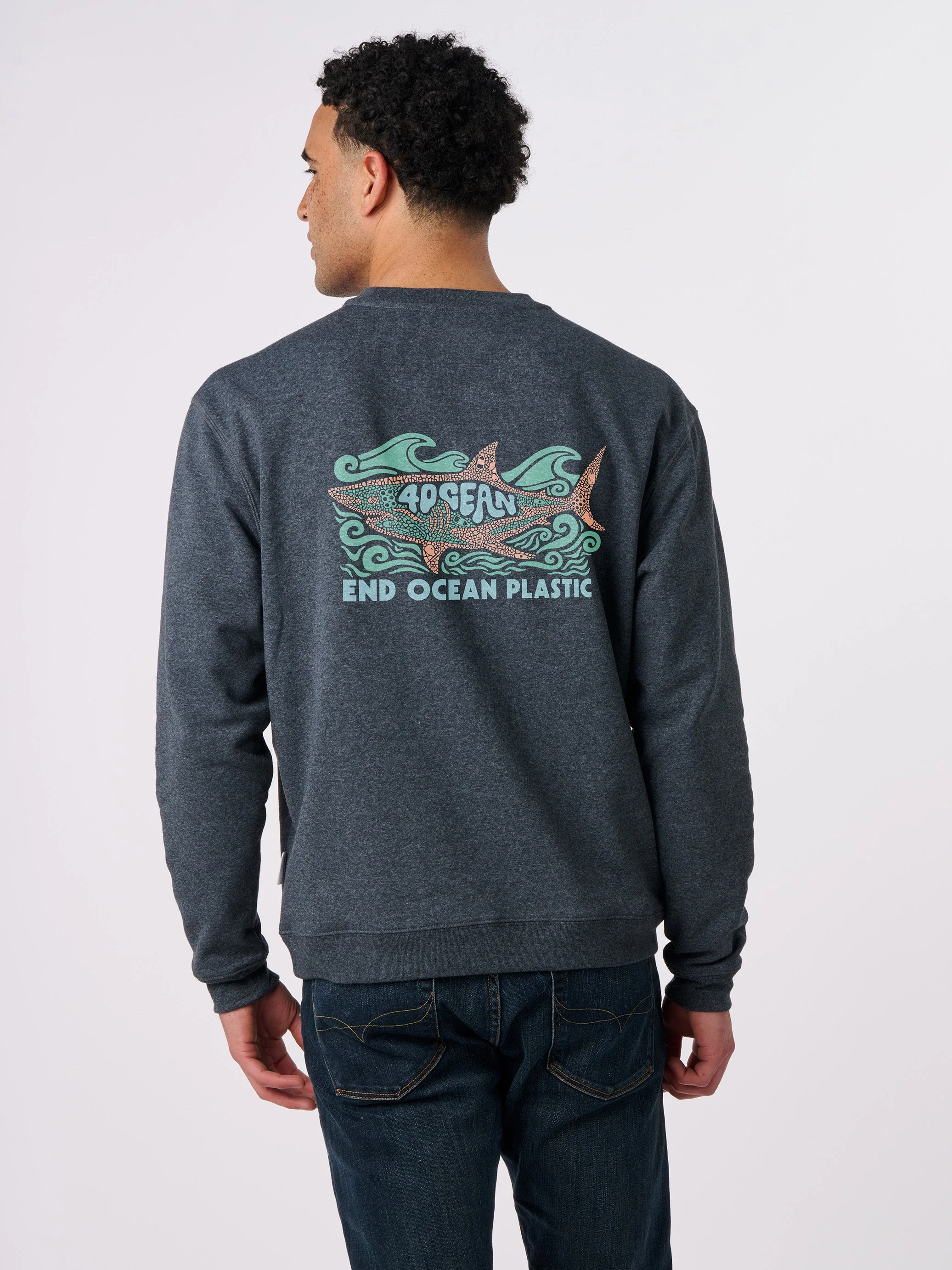 Shark Microplastic Unisex Crew Fleece Sweatshirt - Image 7